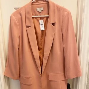 Loft NIB coral pink Long Open Blazer